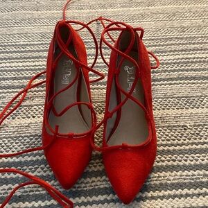 Red suede heels